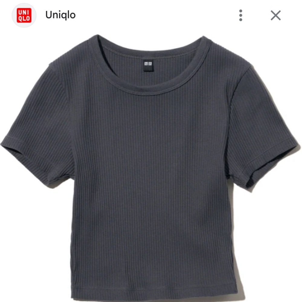 Uniqlo Charcoal Ribbed T-Shirt